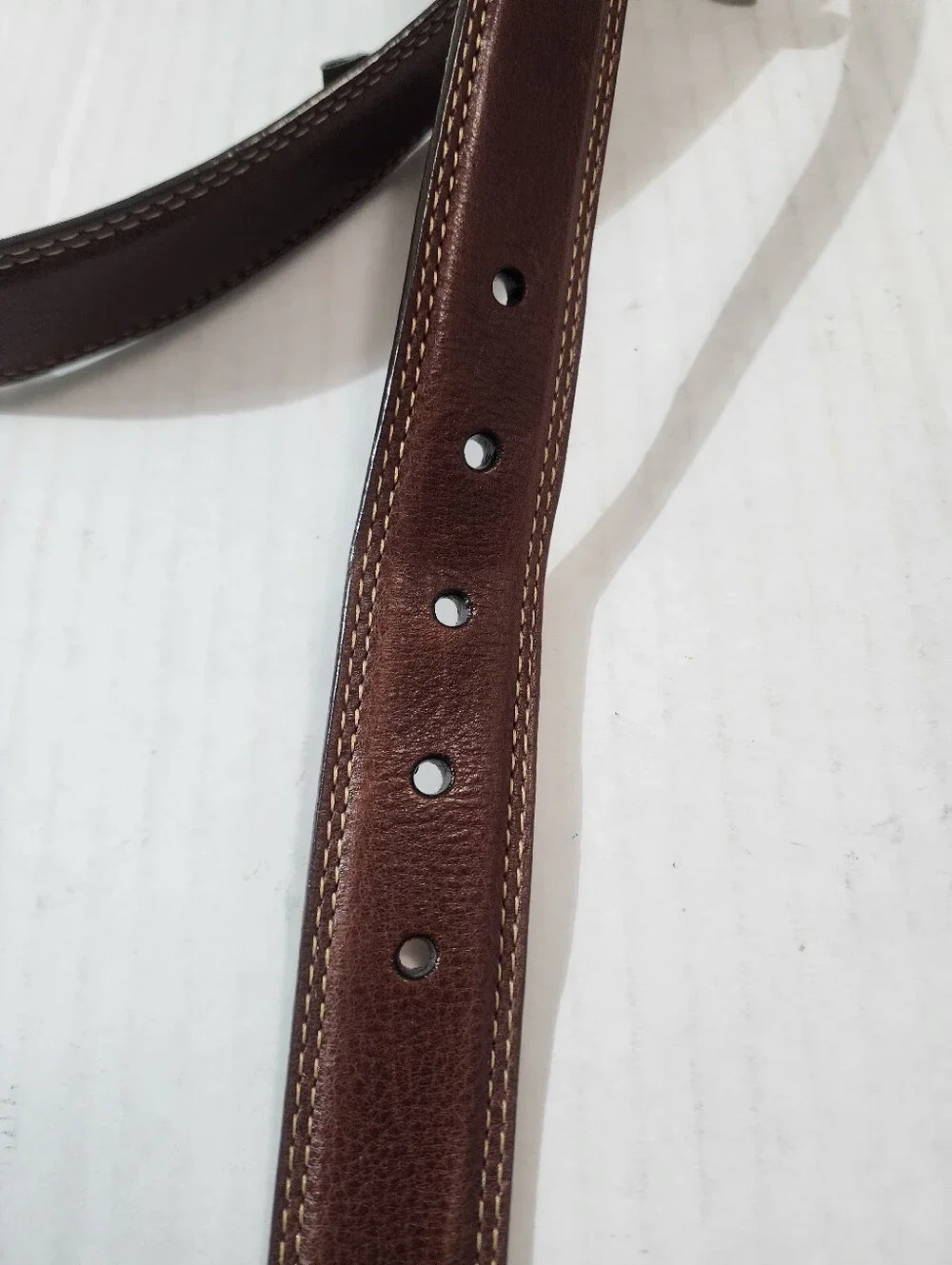 VTG Orvis Brown Bridle Leather Dress Casual Belt Size 36 Solid Brass Made USA